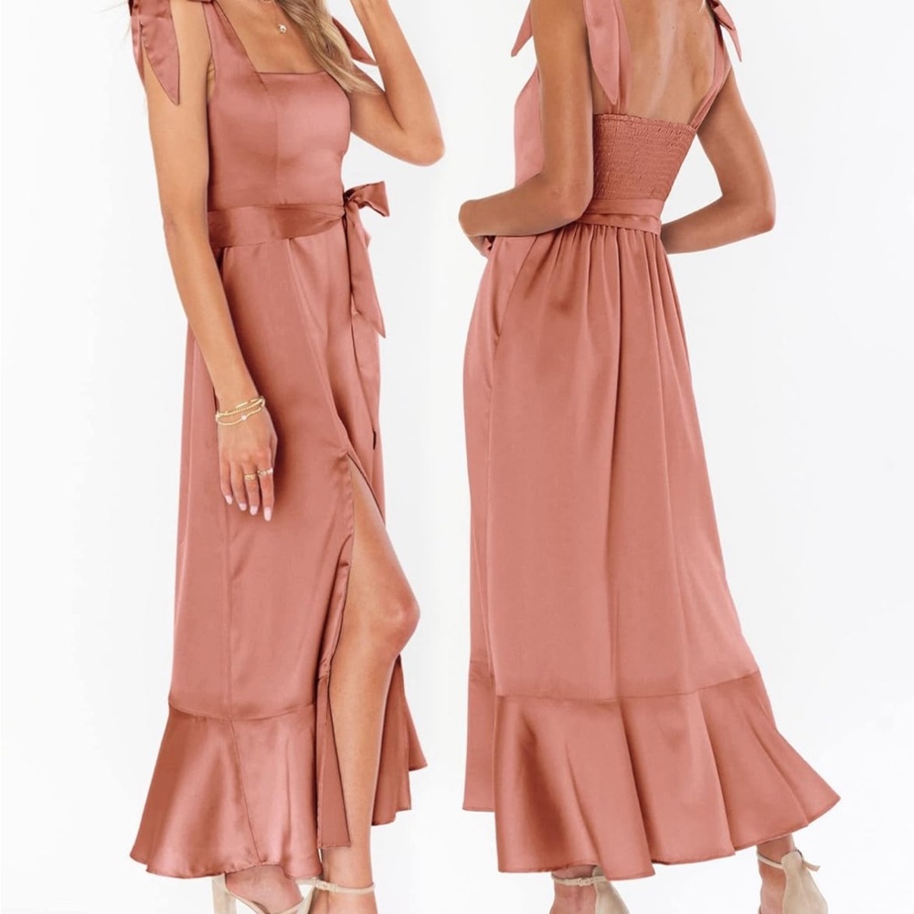 Beige/ champagne midi bridesmaids dress - Picture 3 of 3